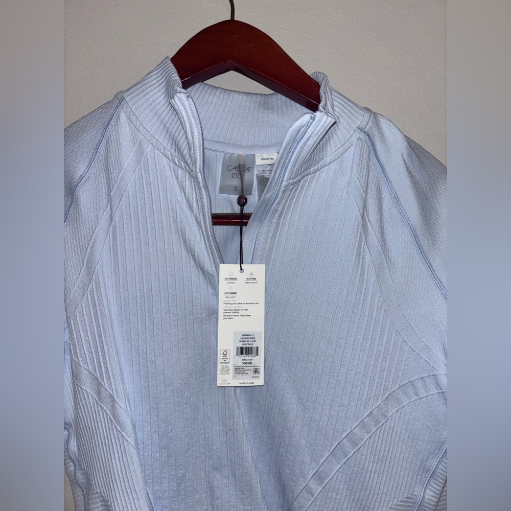 Women's Light Blue Ribbed Top - Picture 3 of 4
